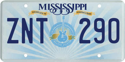 MS license plate ZNT290