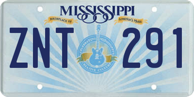 MS license plate ZNT291