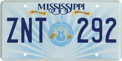 MS license plate ZNT292