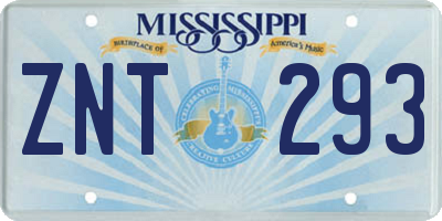 MS license plate ZNT293