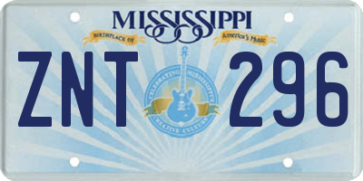 MS license plate ZNT296