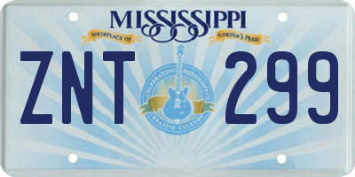 MS license plate ZNT299