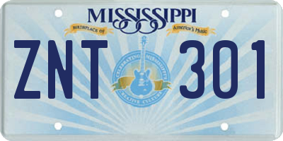 MS license plate ZNT301