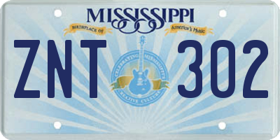 MS license plate ZNT302