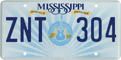 MS license plate ZNT304