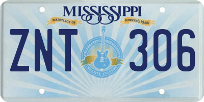 MS license plate ZNT306