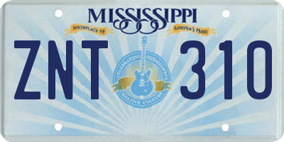 MS license plate ZNT310