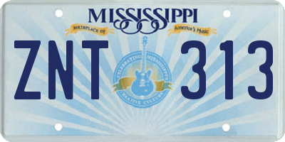 MS license plate ZNT313