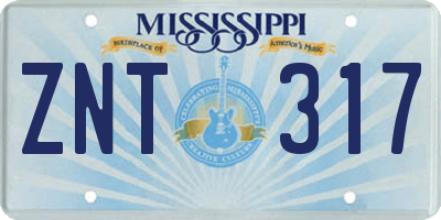 MS license plate ZNT317