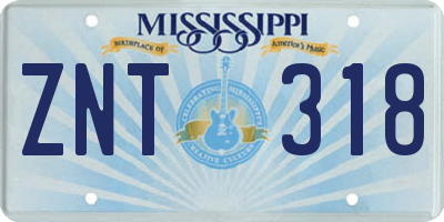 MS license plate ZNT318