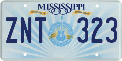 MS license plate ZNT323