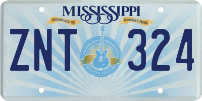 MS license plate ZNT324