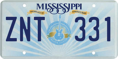 MS license plate ZNT331