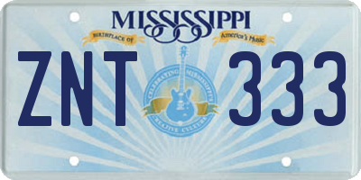 MS license plate ZNT333