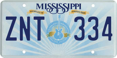 MS license plate ZNT334