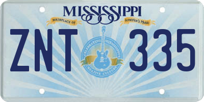 MS license plate ZNT335