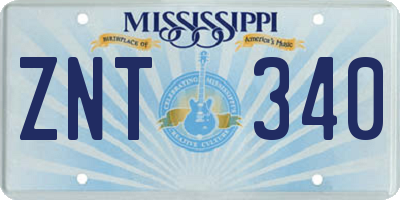 MS license plate ZNT340