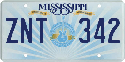 MS license plate ZNT342