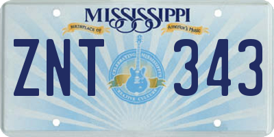 MS license plate ZNT343