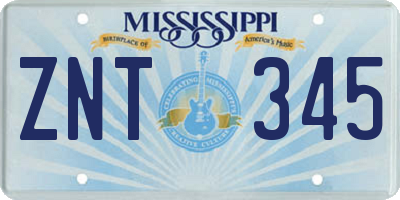 MS license plate ZNT345