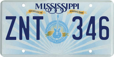 MS license plate ZNT346