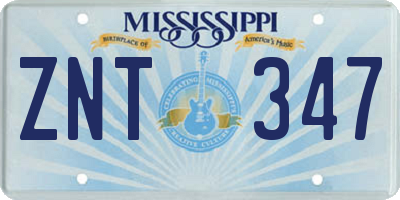 MS license plate ZNT347