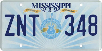 MS license plate ZNT348