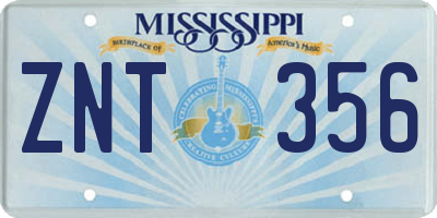 MS license plate ZNT356