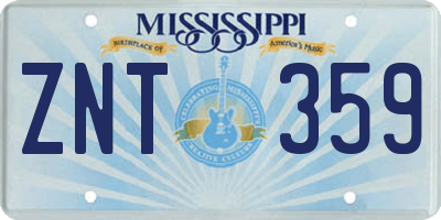 MS license plate ZNT359