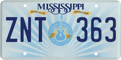 MS license plate ZNT363