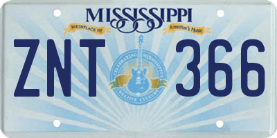 MS license plate ZNT366
