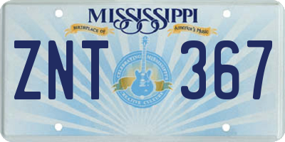 MS license plate ZNT367