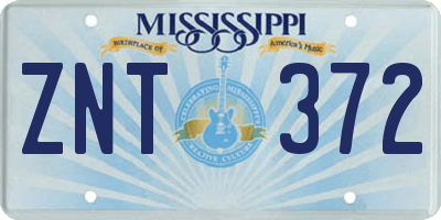 MS license plate ZNT372