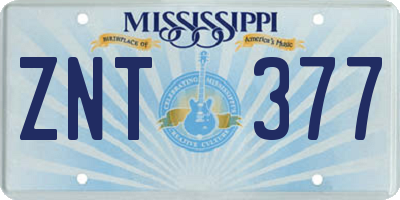 MS license plate ZNT377