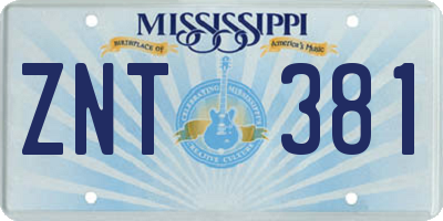 MS license plate ZNT381