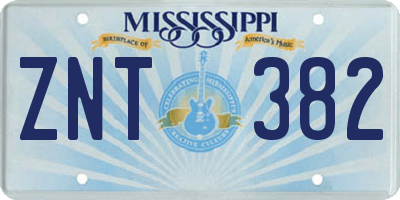 MS license plate ZNT382