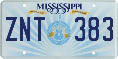 MS license plate ZNT383