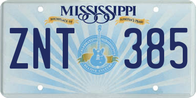 MS license plate ZNT385