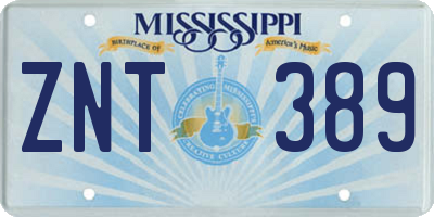 MS license plate ZNT389