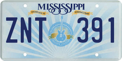 MS license plate ZNT391