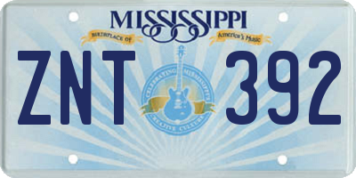 MS license plate ZNT392