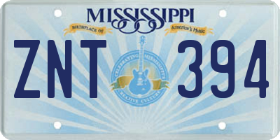 MS license plate ZNT394