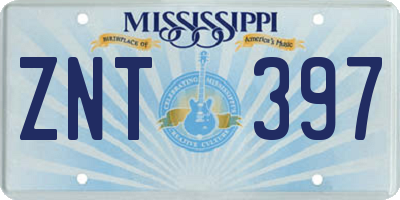 MS license plate ZNT397