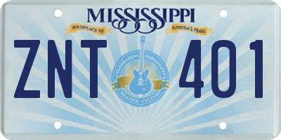 MS license plate ZNT401