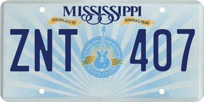 MS license plate ZNT407