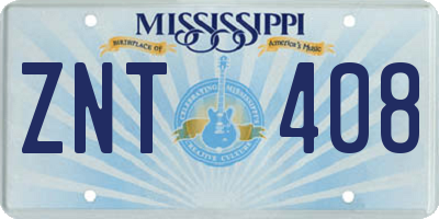 MS license plate ZNT408