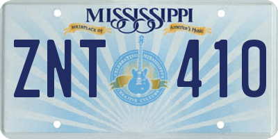MS license plate ZNT410