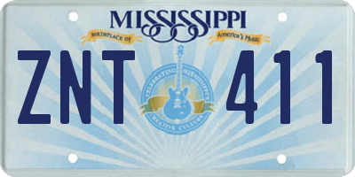 MS license plate ZNT411