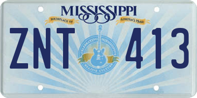 MS license plate ZNT413