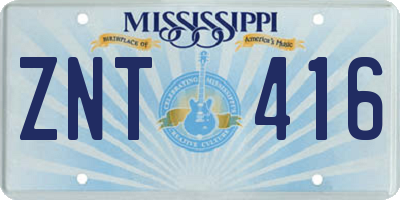 MS license plate ZNT416